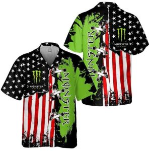 Monster Energy Usa Flag Hawaiian Shirt Gift For Men And Women