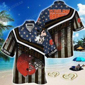 NFL Cleveland Browns American Flag Hawaiian Shirt Men & Women Aloha Shirt