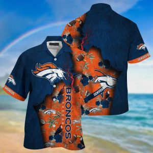 NFL Denver Broncos Navy Blue Orange Hawaiian Shirt Men & Women Aloha Shirt