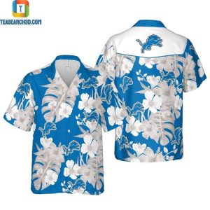 NFL Detroit Lions Blue Silver Flower Hawaiian Shirt Men & Women Aloha Shirt