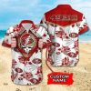 NFL San Francisco 49ers Custom Name Red Tropical Flower Skull Hawaiian Shirt Men & Women Aloha Shirt