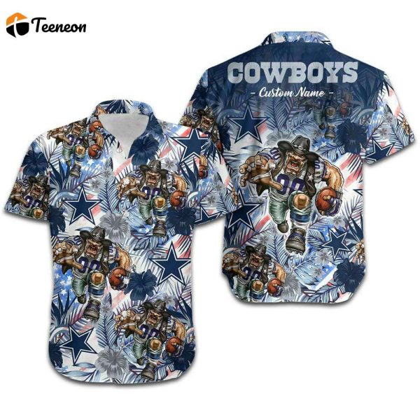 Personalized Dallas Cowboys Mascot Graphic Hawaiian Shirt