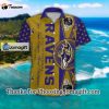 [Personalized] NFL Baltimore Ravens Gold Purple Hawaiian Shirt Gift