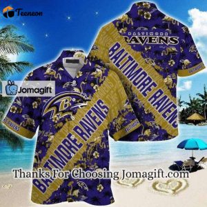 [Personalized] NFL Baltimore Ravens Purple Gold Hawaiian Shirt V2 Gift