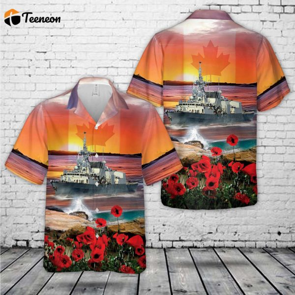 Royal Canadian Navy Halifax-class frigate HMCS Halifax (FFH 330) Anzac Day Hawaiian Shirt Gift for Dad Father Days