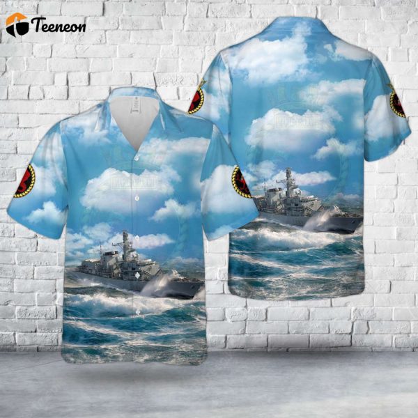 Royal Navy HMS Marlborough (F233) Type 23 frigate Hawaiian Shirt Gift for Dad Father Days