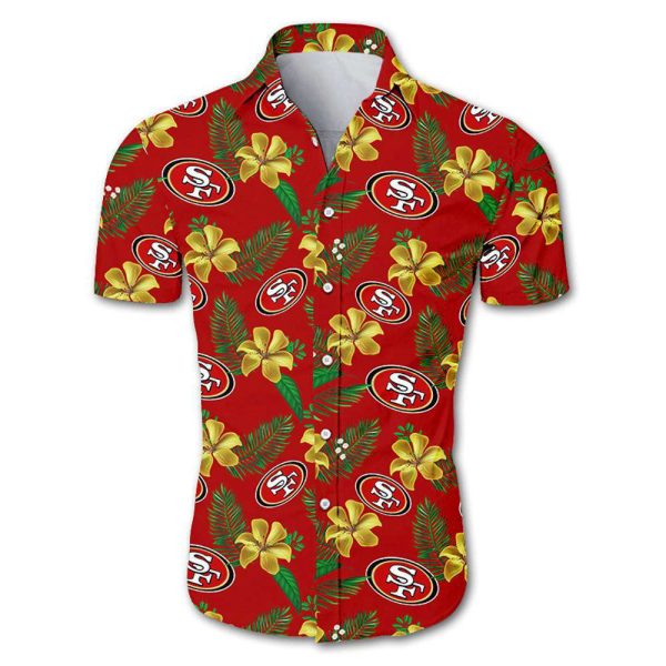 San Francisco 49ers Hawaiian Shirt Red Floral