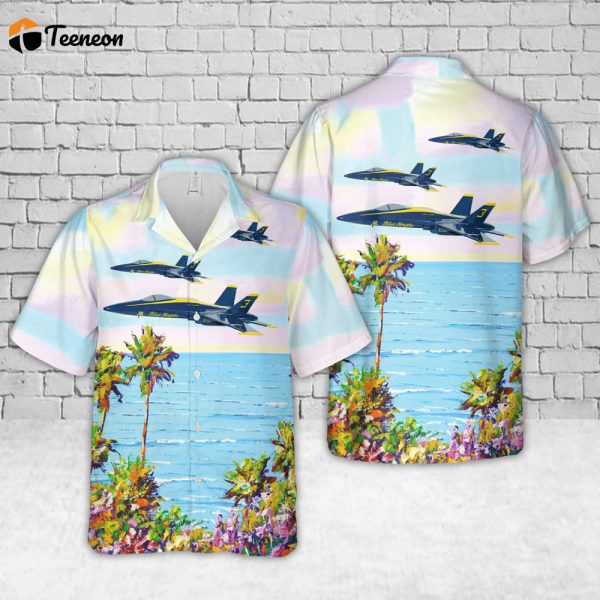 US Navy Blue Angels #3 F/A-18C Hawaiian Shirt Gift for Dad Father Days