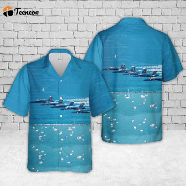 US Navy Blue Angels Air And Water Show Hawaiian Shirt Gift for Dad Father Days