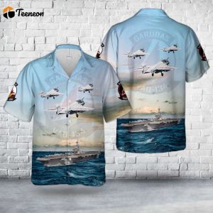 US Navy EA-6B Prowler Of Electronic Attack Squadron 134 (VAQ-134) And USS George H. W. Bush (CVN 77) Hawaiian Shirt Gift for Dad Father Days