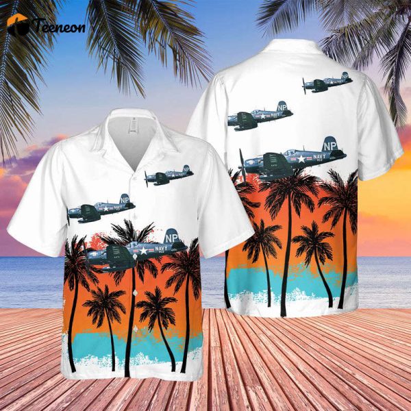 US Navy F4U-5NL Corsair Hawaiian Shirt Gift for Dad Father Days