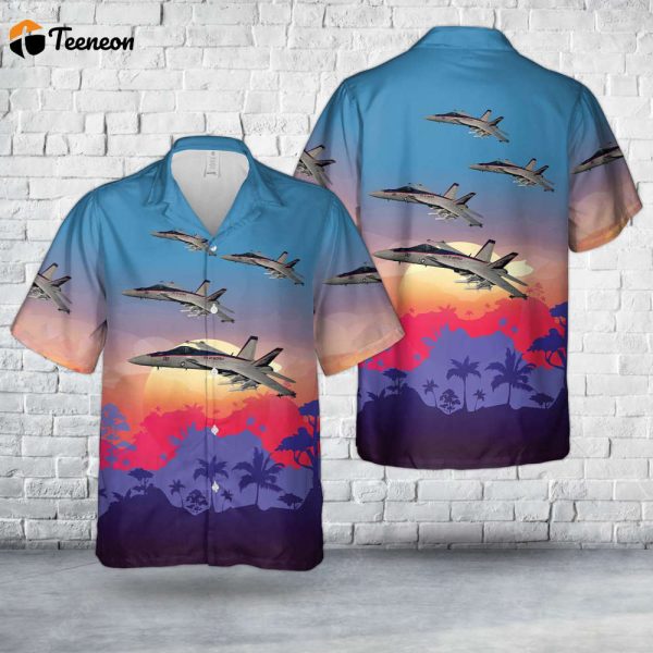 US Navy F/A-18E Super Hornet Of Strike Fighter Squadron 137 (VFA-137) “Kestrels” Hawaiian Shirt Gift for Dad Father Days