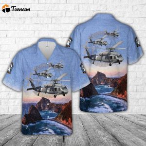 US Navy Helicopter Sea Combat Squadron 23 (HELSEACOMBATRON 23) HSC-23 ‘Wildcards’ Sikorsky MH-60S Knighthawk Hawaiian Shirt Gift for Dad Father Days