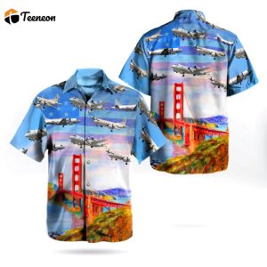 US Navy Lockheed P-3 Orion Independence Day Golden Gate Bridge Hawaiian Shirt Gift for Dad Father Days