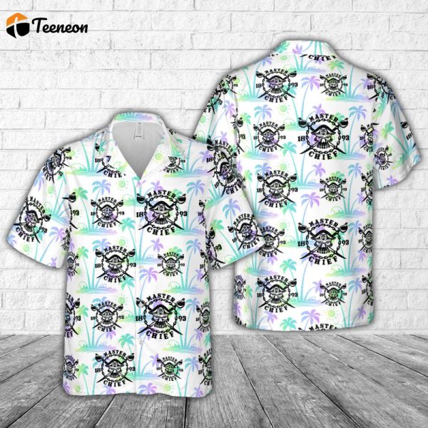 US Navy  Master Chief crossbones cross swords skull Hawaiian Shirt Gift for Dad Father Days