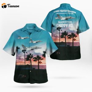 US Navy Strike Fighter Squadron 195 (VFA-195) Dambusters F/A-18E Super Hornet Hawaiian Shirt Gift for Dad Father Days