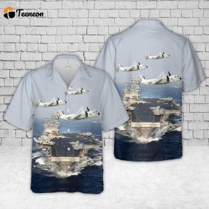 US Navy USS Enterprise (CVN-65) And C-2A Greyhound Of VRC-50 Hawaiian Shirt Gift for Dad Father Days