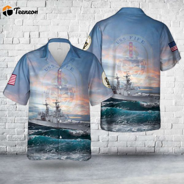 US Navy USS Fife (DD-991) Hawaiian Shirt Gift for Dad Father Days