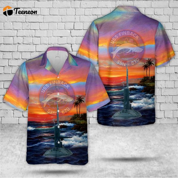 US Navy USS Finback (SSN-670) Attack Submarine Hawaiian Shirt Gift for Dad Father Days