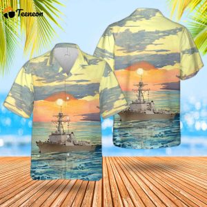 US Navy USS Forrest Sherman (DDG-98) Arleigh Burke-class Destroyer Hawaiian Shirt Gift for Dad Father Days