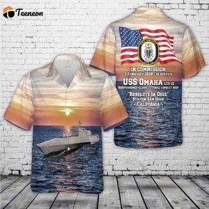 US Navy USS Omaha (LCS-12) Independence-class littoral combat ship Hawaiian Shirt Gift for Dad Father Days